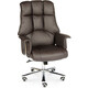 Кресло офисное NORDEN Президент сталь + хром/темно-коричневая экокожа