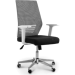 Кресло офисное NORDEN Престиж LB/ белый пластик/серая сетка/черная ткань