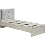Кровать одинарная с настилом Олимп 32.23 сохо 90 бетон пайн белый / профиль бетон пайн белый патина / ткань велюр серый