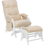 Комплект Кресло для кормления и укачивания + пуф Milli Smile молочный дуб, к/з polaris beige с карманами
