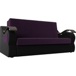 Прямой диван АртМебель Меркурий велюр фиолетовый экокожа черный (100)