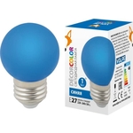 Лампочка светодиодная декоративная Volpe LED-G45-1W/BLUE/E27/FR/C