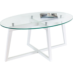 Стол журнальный Мебелик Престиж белый, стекло прозрачное (П0002694)