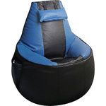 Бескаркасное игровое кресло Mypuff Геймер черно-синее экокожа G_057_061