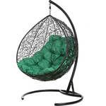 Двойное подвесное кресло BiGarden Gemini black зеленая подушка