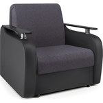 Кресло-кровать Шарм-Дизайн Гранд Д серая рогожка и черная экокожа