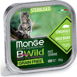 Консервы Monge Cat BWild GRAIN FREE беззерновые из кабана с овощами для стерилизованных кошек 100 г