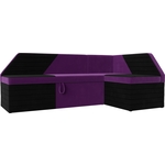 Кухонный угловой диван АртМебель Дуглас микровельвет фиолетовый черный правый угол