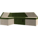Кухонный угловой диван АртМебель Дуглас микровельвет зеленый бежевый левый угол