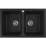 Кухонная мойка GreenStone GRS-15-308 черная, с сифоном
