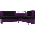 Кухонный угловой диван АртМебель Сидней микровельвет черный/фиолетовый правый угол