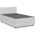 Кровать Шарм-Дизайн Классика 140 серая рогожка и белая экокожа