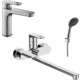 Комплект смесителей Rossinka Silvermix для раковины и ванны, с душем, хром (RS33-32, RS33-13)