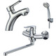 Комплект смесителей Rossinka Silvermix для раковины и ванны, с душем, хром (RS43-32, RS43-11U)