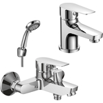 Комплект смесителей Rossinka Silvermix для раковины и ванны, с душем, хром (S35-31, S35-11)