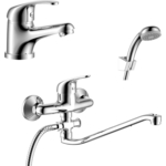 Комплект смесителей Rossinka Silvermix для раковины и ванны, с душем, хром (Y40-35, Y35-11)