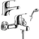 Комплект смесителей Rossinka Silvermix для раковины и ванны, с душем, хром (Y40-30, Y35-11)