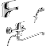 Комплект смесителей Rossinka Silvermix для раковины и ванны, с душем, хром (Y40-35, Y40-11)