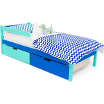 Детская кровать Бельмарко Svogen classic мятно-синий + ящики 1 мятный, 1синий + бортик ограждение