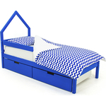 Детская кровать-домик Бельмарко мини Svogen синий + ящики 2 шт + бортик ограждение