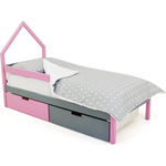 Детская кровать-домик Бельмарко мини Svogen лаванда-графит + ящики 1 лаванда, 1 графит + бортик ограждение