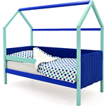 Детская кровать-домик мягкий Бельмарко Svogen мятно-синий + бортик ограждение
