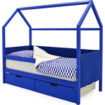 Детская кровать-домик мягкий Бельмарко Svogen синий + ящики 2 шт + бортик ограждение