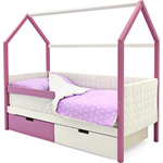 Детская кровать-домик мягкий Бельмарко Svogen лаванда-белый + ящики 1 лаванда, 1 белый + бортик ограждение