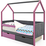 Детская кровать-домик мягкий Бельмарко Svogen лаванда-графит + ящики 1 лаванда, 1 графит + бортик ограждение