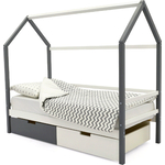 Детская кровать-домик Бельмарко Svogen графит-белый + ящики 1 графит, 1 белый