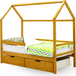 Бельмарко Детская кровать-домик Svogen дерево + ящики 2 шт + бортик ограждение