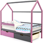 Бельмарко Детская кровать-домик Svogen лаванда-графит + ящики 1 лаванда, 1 графит + бортик ограждение