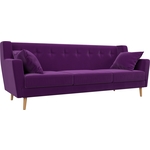 Кухонный прямой диван АртМебель Брайтон 3-х местный микровельвет фиолетовый