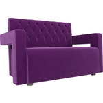 Прямой диван АртМебель Рамос Люкс 2-х местный микровельвет фиолетовый