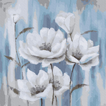 Картины по номерам MOLLY Белые маки на голубом фоне 30х30 - KH0947