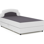 Кровать Шарм-Дизайн Шарм 100 серая рогожка и белая экокожа