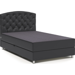 Кровать Шарм-Дизайн Премиум 140 серая рогожка и черная экокожа