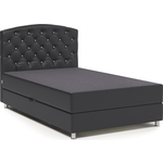 Кровать Шарм-Дизайн Премиум Люкс 140 серая рогожка и черная экокожа