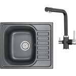 Кухонная мойка и смеситель Granula GR-5801, GR-2015 шварц