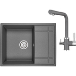 Кухонная мойка и смеситель Granula GR-6501, GR-2015 графит