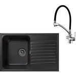 Кухонная мойка и смеситель GranFest Quarz GF-Z78, Lemark Comfort LM3070C с сифоном, черная