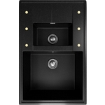 Кухонная мойка ZOX ZX-GM 07 74х48 с крылом и дополнительной чашей, черная (4630085462057)