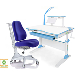 Комплект Mealux EVO Evo-30 BL (Evo-30 BL + Y-528 SB) (стол+полка+кресло+чехол+лампа) белая столешница (дерево) цвет пластика голубой