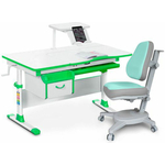 Комплект Mealux EVO Evo-40 Z (Evo-40 Z + Y-110 TG) (стол+полка+кресло+чехол) белая столешница цвет пластика зеленый