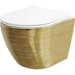 Унитаз подвесной безободковый Grossman Color с тонким сиденьем микролифт, золото (GR-4455GWLS)