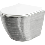 Унитаз подвесной безободковый Grossman Color с тонким сиденьем микролифт, серебро (GR-4455SWLS)