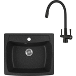 Кухонная мойка и смеситель GreenStone GRS-03-308 Lemark Comfort LM3075BL с сифоном, черная