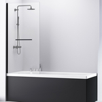 Шторка для ванны Abber Immer Offen 80х140 профиль черный, стекло прозрачное (AG70100B)