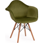 Кресло TetChair Cindy soft(Eames) (mod. 101) дерево береза/металл/мягкое сиденье/ткань зеленый (HLR 54) / натуральный