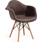 Кресло TetChair Cindy soft(Eames) (mod. 101) дерево береза/металл/мягкое сиденье/ткань серый (HLR 24) / натуральный
